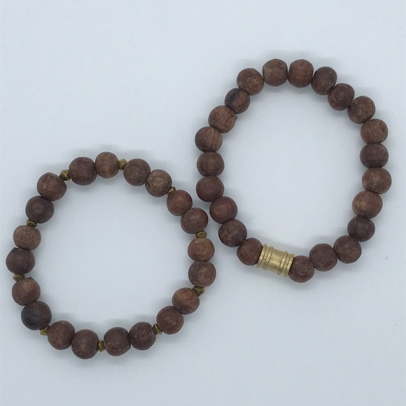 Set of wood stretchy bracelets - Picture 2 of 2